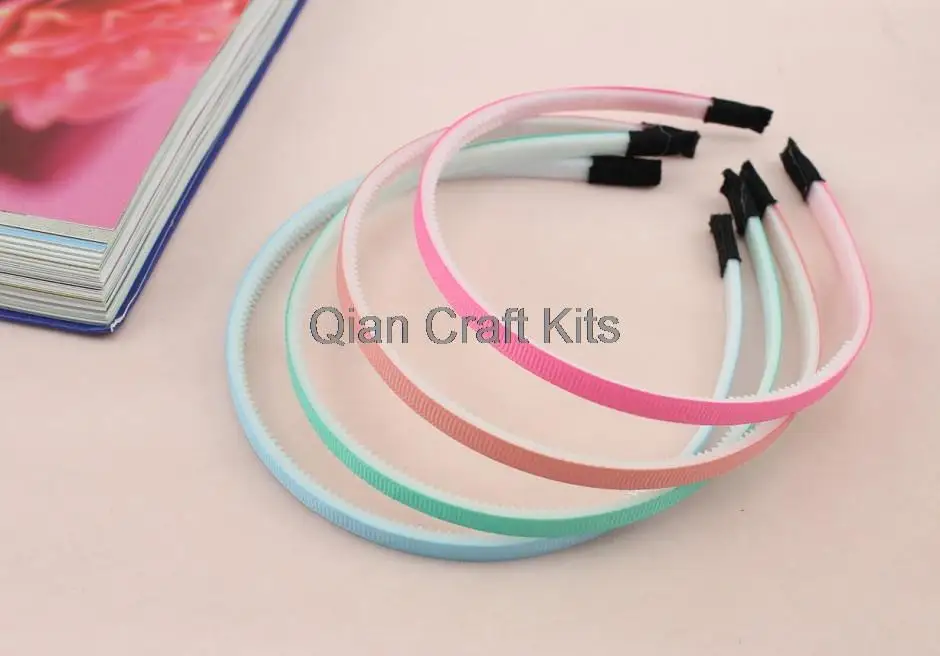 50pcs grosgrain ribbon covered 1/4&quotGirl Headbands Ribbon Headband for Girls Teens and Adults 6mm ends sturdy | Украшения и