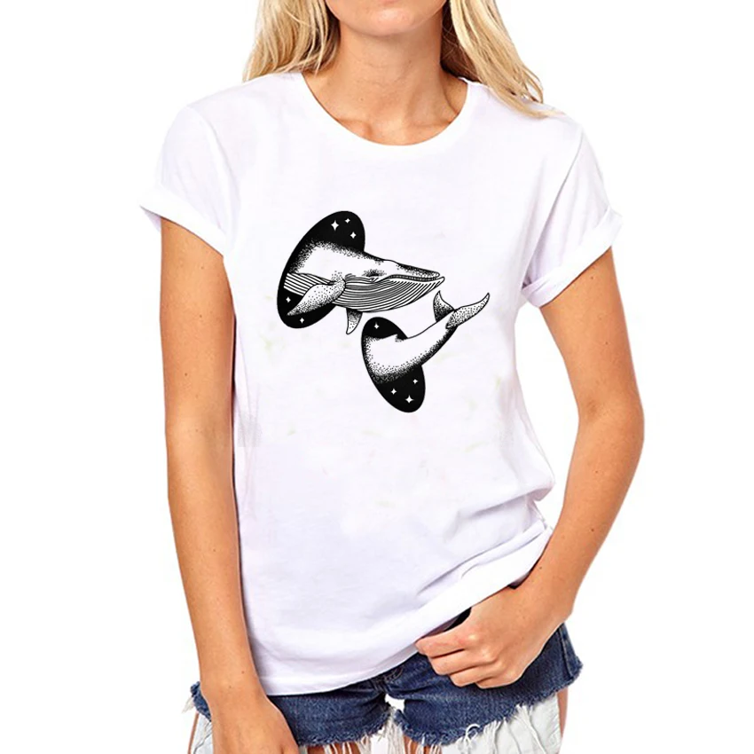 PyHenPH, новинка, футболки с принтом Кита в айсберге, женские футболки с коротким рукавом, Повседневная футболка, новинка, футболки