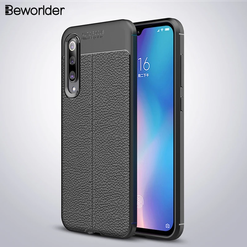 Beworlder For Xiaomi Mi 9 SE Case Lichee Pattern Silicone Anti Slip Full Protect Soft TPU Cover Mi9SE |