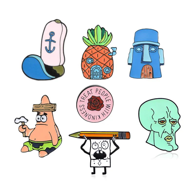 Esponja Squidward dibujos animados Serie Bob broche piña casa lápiz bebé  sirena Barnacle Boy Masks House Patrick Start esmalte Pin|Broches| -  AliExpress