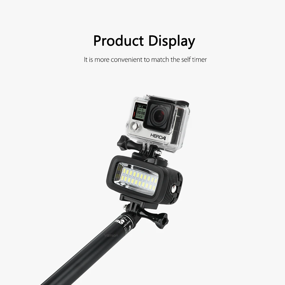 Vamson аксессуары для Gopro Hero 6 5 4 подводный фонарик лампа Дайвинг Водонепроницаемый