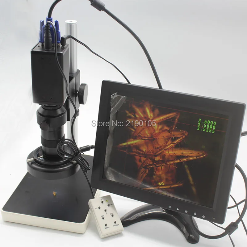 

VGA Microscope Camera With Remote Control Switch Measurement X/Y Cross-Line Detection+130X Optical C-Mount Lens+Holder+LED
