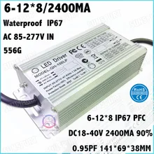 2 sztuk wysokiej PFC IP67 100 W AC85-277V sterownik LED 6-12Cx8B 2400mA DC18-40V LED ze stałym prądem moc dla reflektory darmowa wysyłka