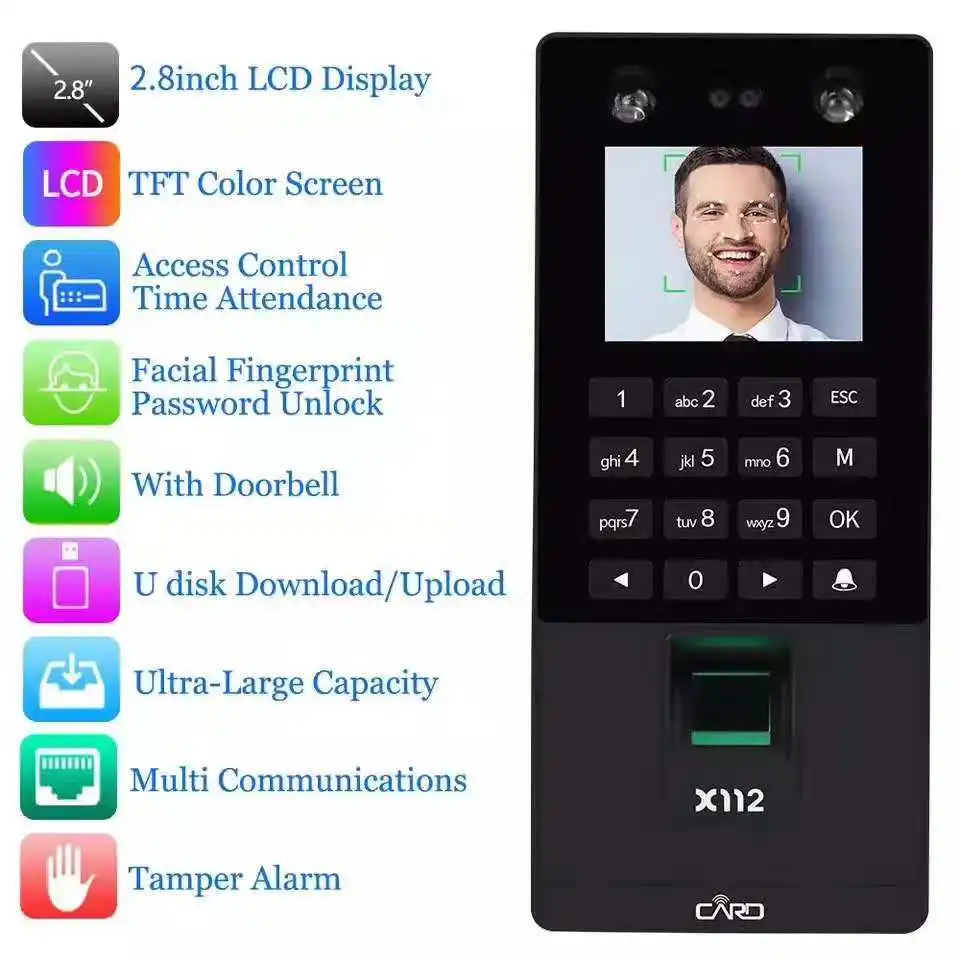 2.8Inch Face Recognition / Fingerprint / Time Attendance Access Control System