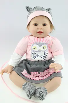 

Nicery 20-22inch 50-55cm Bebe Reborn Doll Soft Silicone Boy Girl Toy Reborn Baby Doll Gift for Children Pink Owl Open Baby Doll