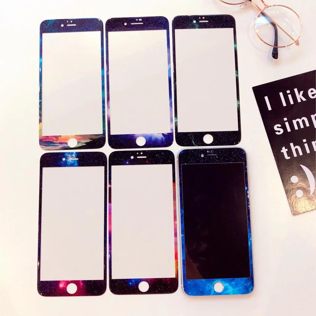 

Glitter Tempered Glass for iPhone 6 6S Screen Protector for iPhone 7 8 Plus Glass Film Fashion Starry Sky Landscape Pattern