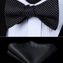 Мужской тканый черно-белый клетчатый галстук-бабочка карман квадратный Бабочка Шелковый набор# BC614LS галстук-бабочка платок Набор
