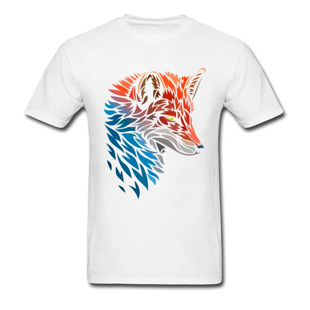 Tribal Fox Red Blue Classic Men's T-shirts Crew Neck Short Sleeve Pure Cotton Tops Shirts Printed Tops Shirts Free Shipping Tribal Fox Red Blue white