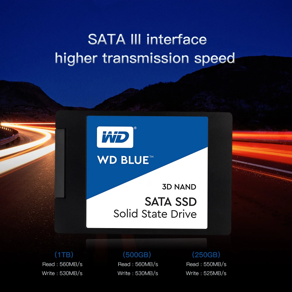 Western Digital Blue 250 GB/500 GB/1 ТБ/2 ТБ WD 3D NAND Внутренний твердотельный SSD жесткий диск SATA 3,0 6 ГБ/сек. 2,5 ''для ПК компьютера