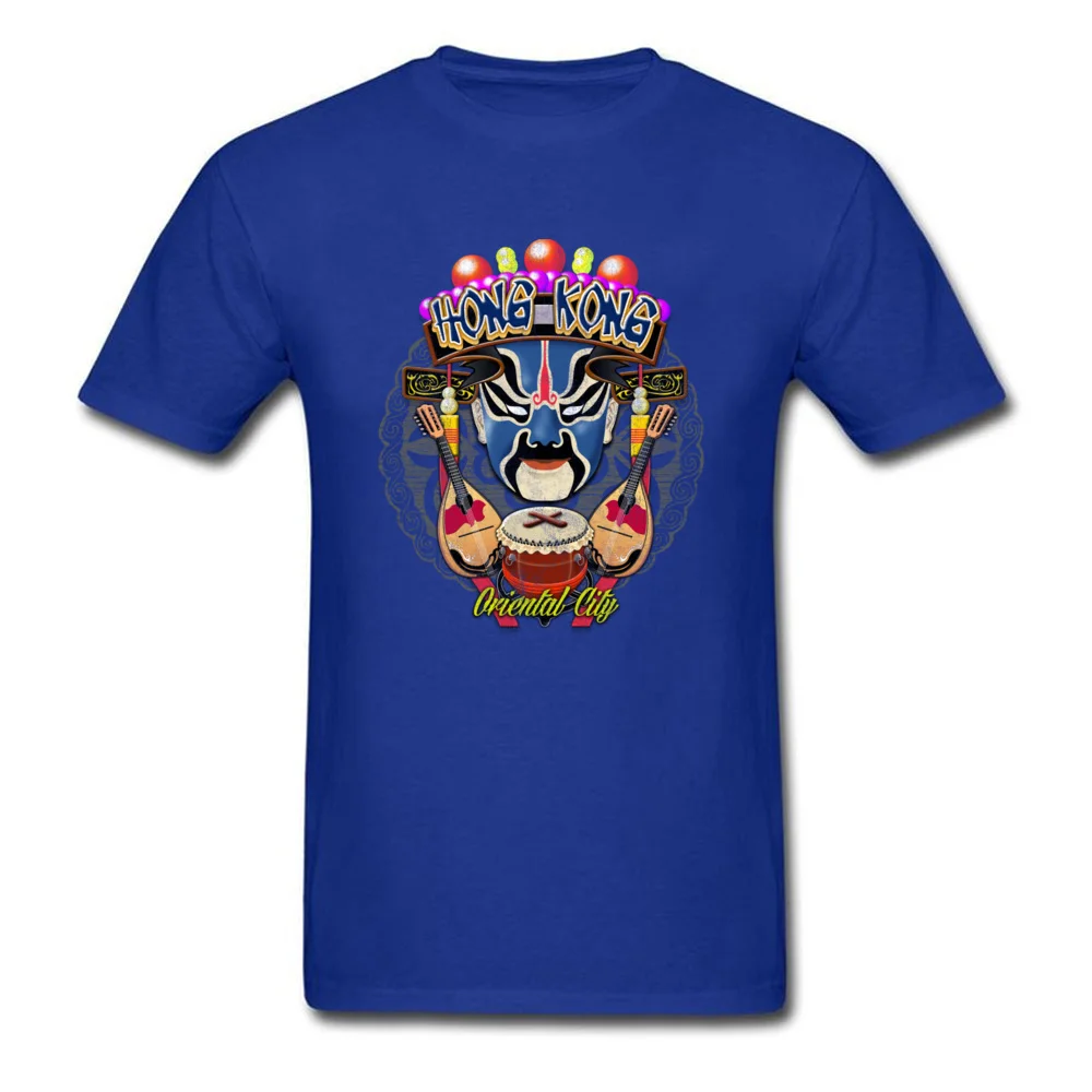 Hong Kong Mask Design T-Shirt for Male 100% Cotton Fabric Summer Fall Tops & Tees Tee Shirt Short Sleeve Creative Round Collar Hong Kong Mask blue