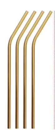 gold- bending DHL 400 шт/Партия Красочные 304 соломинки из нержавеющей стали многоразовые, для питья соломы высокого качества изогнутая металлическая соломинка с чистящей щеткой - Цвет: gold- bending