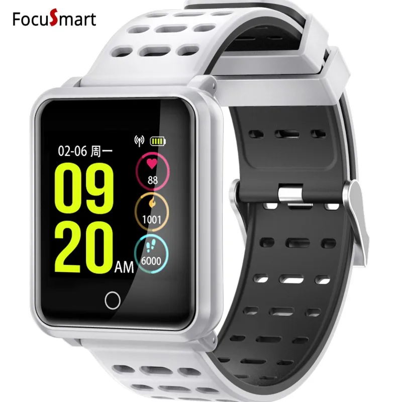 FocuSmart New Bluetooth 4.2 Smart Watch IP68 Waterproof Heart Rate Blood Pressure Monitor Smartwatch Bracelet For Iphone Xiaomi