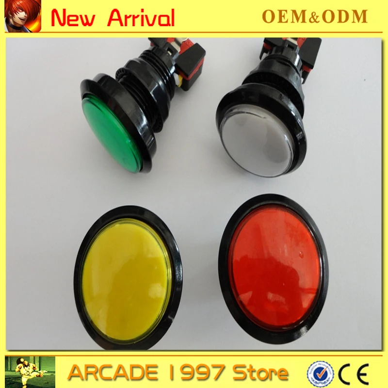 

good qulity 10pcs/lot 45 mm black circle Illuminated 12v push button diy arcade part with microswitches and led light