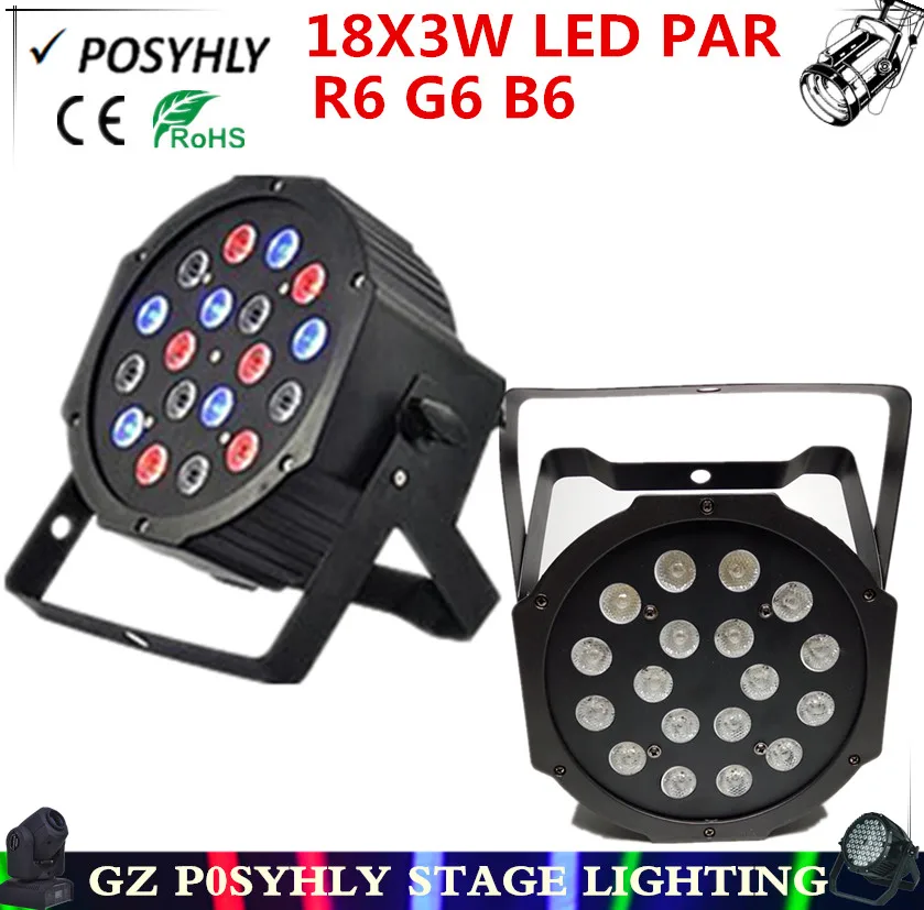 18X3W led par R6 G6 B6 плоский dmx512 управление AC90 240V дискотека Профессиональный