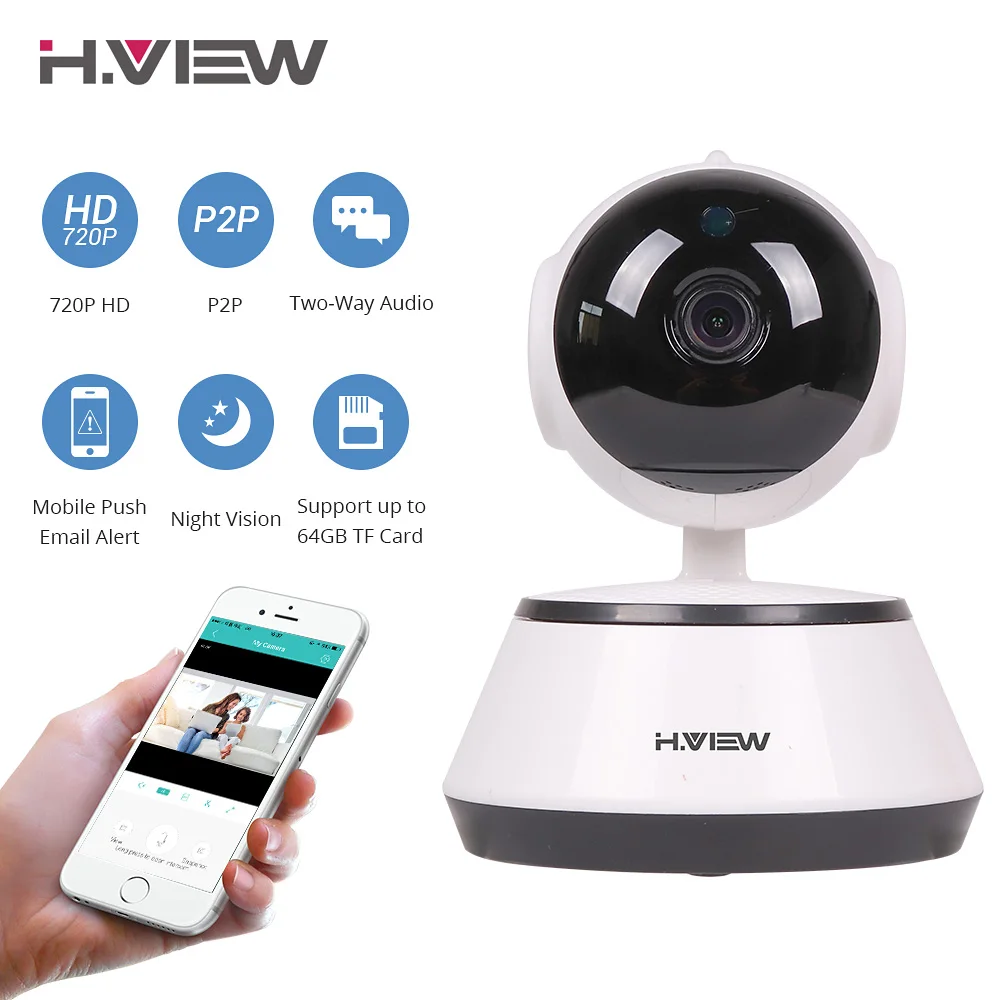

H.VIEW 720P IP Camera Wifi 720P Surveillance Camera PTZ CCTV Cameras Camara IP iOS Android Remote View IP Wifi Cameras