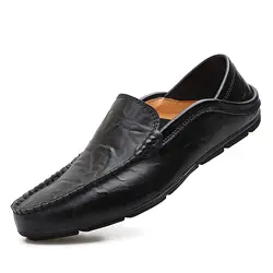 Мужская обувь из натуральной кожи, Мокасины, лоферы для взрослых, ручная работа, слипоны на плоской подошве, мужская обувь, размер 39-47