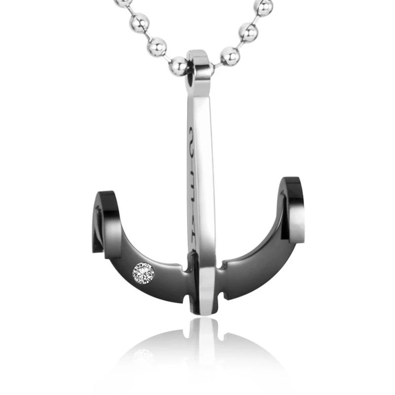 Buy Black 316 L stainless steel anchor pendant