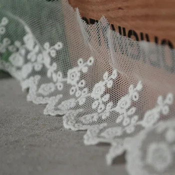 

Free Shipping Exquisite Mesh Cotton Embroidery Lace Trim Lace Fabric Width 6cm 5Yds/lot