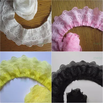 

10 yard 65mm 3-layer Pleated Organza Lace Ribbon Gathered Mesh Chiffon Fabric Handmade DIY Wedding Dress Lace Trim Sewing Craft
