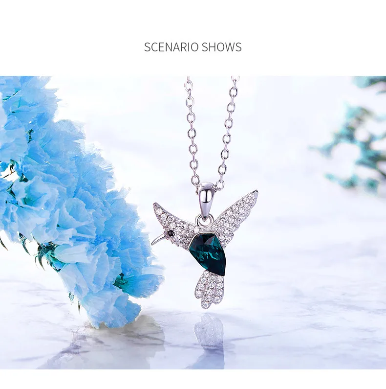 Heezen Зеленый Кристалл Птица серебряное ожерелье с подвеской Jewelry австрийский горный хрусталь животных массивное ожерелье в виде амулета подарки для Для женщин