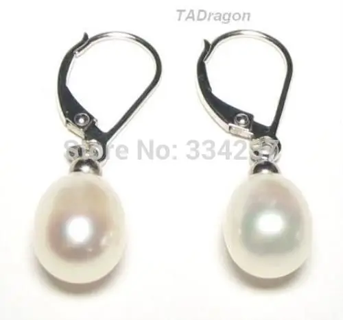 

Genuine AAA White Pearl 14K White Gold Lever Back Earrings