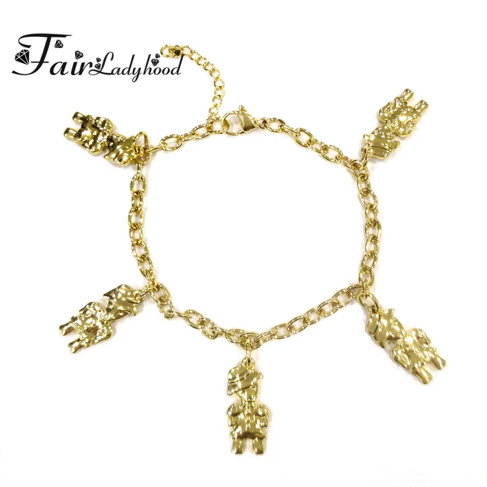 FairLadyHood Cute Children Little Boy Bracelet For Girls Kids Hand Chain Gold Color Best Friend