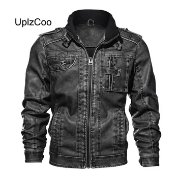 

UplzCoo 2019 Spring And Autumn New Fashion Men's PU Leather Slim Casual Jacket Windproof Handsome Warm Male Coats Clothing FM111