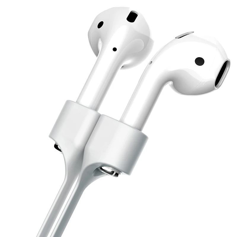 Чехол для наушников Baseus для Apple AirPods защитный чехол с магнитным ремешком против потери для Air Pods силиконовый чехол Аксессуары - Цвет: Gray White