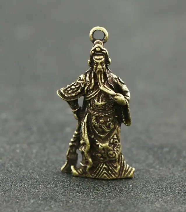 

Collectable Chinese Pure Brass Carved Guan Yu Guan Gong Exquisite Small Pendant Statues