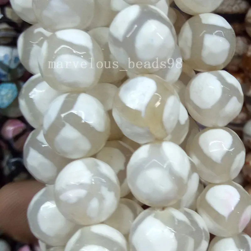 

Free Shipping 6mm; 8mm 10mm White Faceted Carnelian Spherical Women Men Spacers Loose Beads 15" pG7747