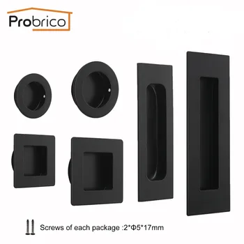 Probrico Black Door Cabinet Handles Flush Recessed Pulls Drawer Cupboard Wardrobe Hidden Siding Pull Embedded Furniture Handle