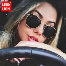 Leonlion 2021 poligonal óculos de sol feminino senhora luxo retro metal óculos de sol vintage espelho feminino uv400