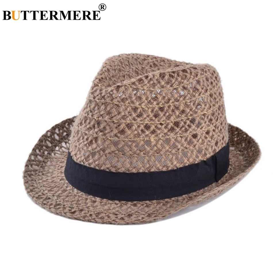 

BUTTERMERE Straw Hat Women Sun Hat Jazz Linen Female Panama Hat Casual Summer 2020 New Fashion Beach Ladies Hats Gorra Hombre