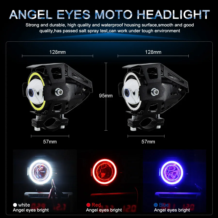 2x125 Вт u7 магазин мотоцикл Ангельские глазки фар DRL прожекторы вспомогательный яркий светодиодный светильник велосипед аксессуары автомобиль работы туман свет