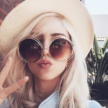 TOYEARN брендовые дизайнерские винтажные круглые солнцезащитные очки в стиле стимпанк женские круглые градиентные негабаритные солнцезащитные очки для женщин зеркальные очки