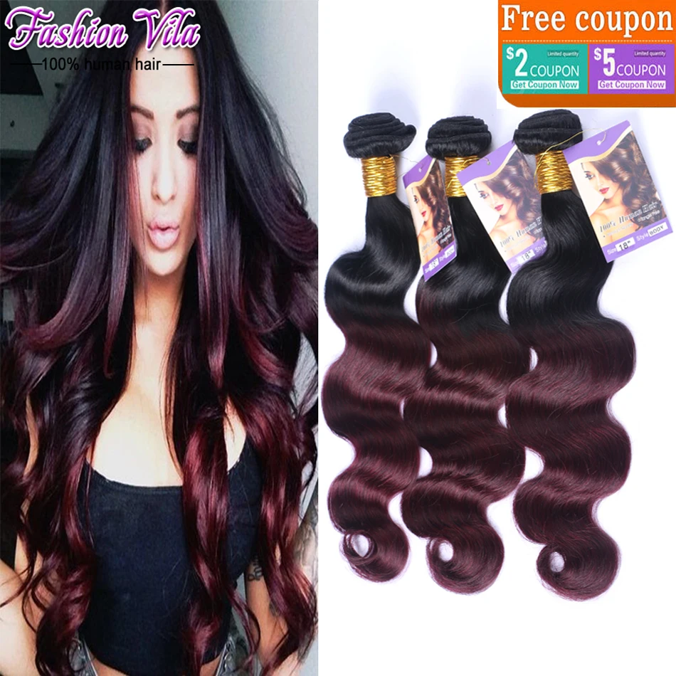 7A Ombre Brazilian Virgin Hair Body Wave 3Bundles Ombre Brazilian Hair Weave Bundles 1B/30 Rosa Hair Ombre Human Hair Extensions