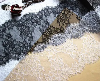 

6M/Lot Black White Eyelash Lace Fabric Diy Clothing Accessories Lace Trim Width 16cm RS798