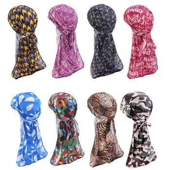 

Unisex Imitation Silk Extra Long-Tail Headwrap Boho Paisley Tiger Skin Camouflage Print Hip Hop Pirate Cap Turban Hat Hair Cover