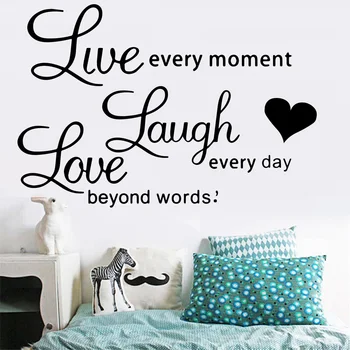 

ART Quotes Love Laugh Live Wall Art Decal Wall Stickers Pvc Material For Bedroom Living Room Home Decor Mural Poster