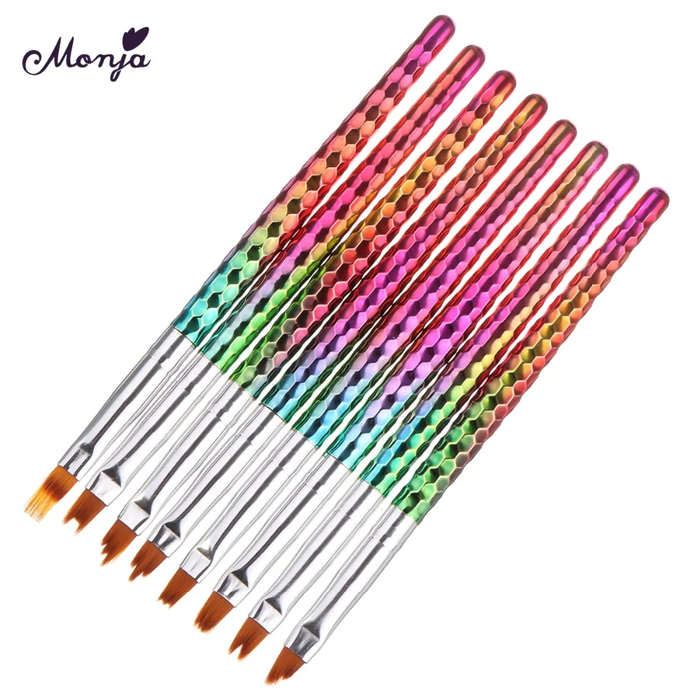 

Monja Mermaid Handle Nail Art French Gradient Gradual Blooming Painting Drawing Brush Pen Manicure Tools