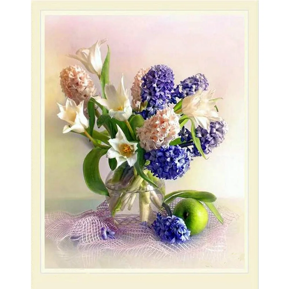

5D Cross Stitch Diamond Painting Flowers and Fruit Round Diamond Embroidery Mosaic kit Rubik Cube Drill Full Picture Pastes KL32