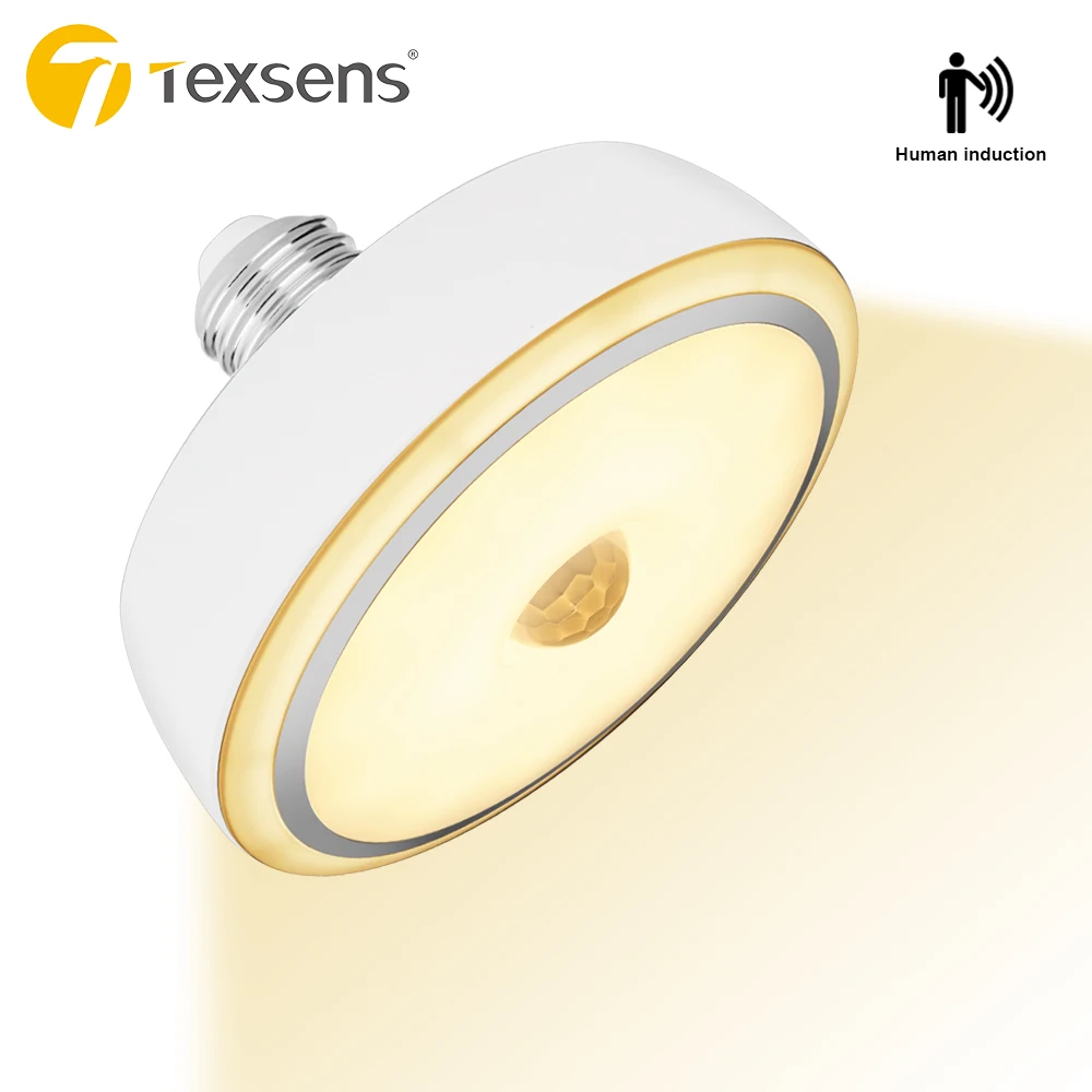 

Texsens LED Motion Sensor multifunction Ceiling Light 12W E27/E26 Automatic Switching Indoor Flood Light Bulb Night stairs Light