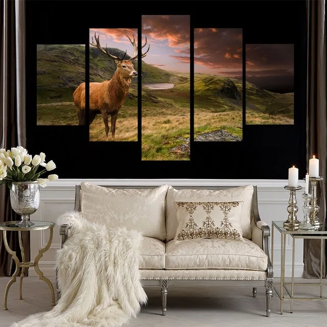 Modular-Pictures-Wall-Art-Poster-Frame-Home-Decor-Living-Room-5-Pieces-Deer-Antelope-On-The.jpg_640x640