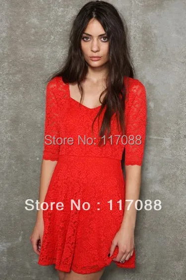 Красное женское сексуальное Цветочное платье ML17819 с зубчатым вырезом и средним