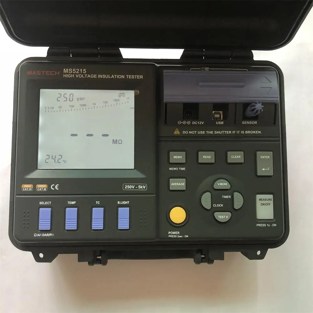 MASTECH MS5215 High Voltage Digital Insulation Resistance Tester Megometro Megger 5000V 3mA, Temp(-10-70C) MASTECH MS5215 High Voltage Digital Insulation Resistance Tester Megometro Megger 5000V 3mA, Temp(-10-70C)