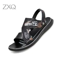 Мужские сандалии, новинка года, летняя трендовая пляжная обувь двойного назначения, мужские кожаные Повседневные тапочки