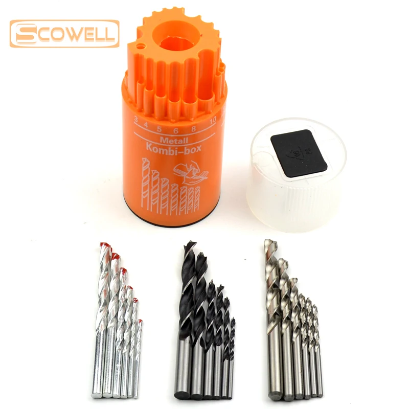 

20% OFF Free Shipping 18pcs Drill Bit Kit with Plastic Box, Wood Drill Bit,HSS M2 Twist Drill Bits, Masonry Drill Bit each 6pcs