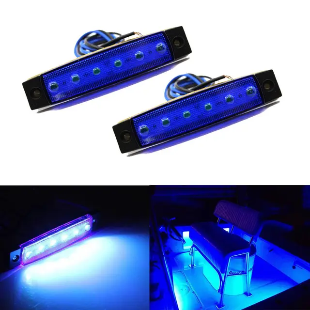 4 x Marine Boat Grade 12 volt Large Waterproof LED Courtesy Lights Blue