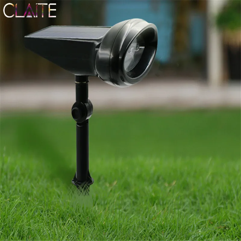 

CLAITE 4 LEDs Solar Power Garden Light Outdoor Waterproof Lawn Lamp Dual Purpose Flood Light for Landscape Yard Garden Gate