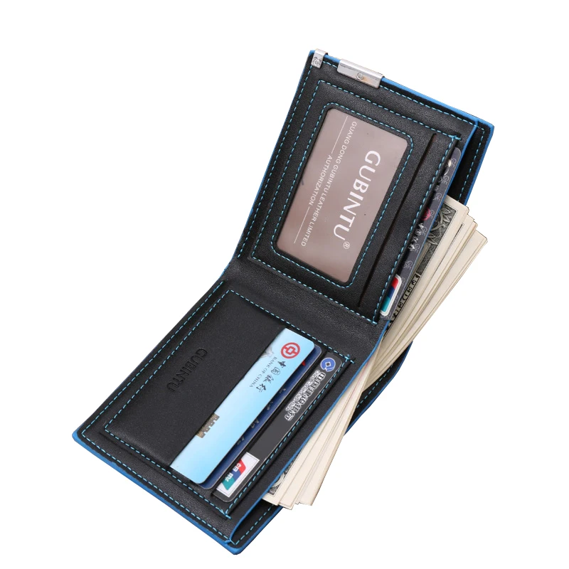 Мужской тонкий кошелек, мужской кошелек, короткий дизайнерский брендовый мягкий чехол для ID карты, тонкий модный простой кожаный кошелек, классический однотонный узор